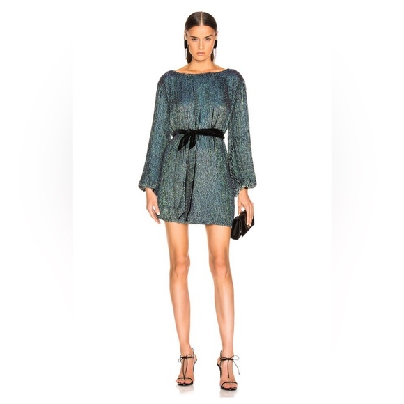 Retrofete Grace Dress – Metallic Turquoise Size S - Picture 1 of 14